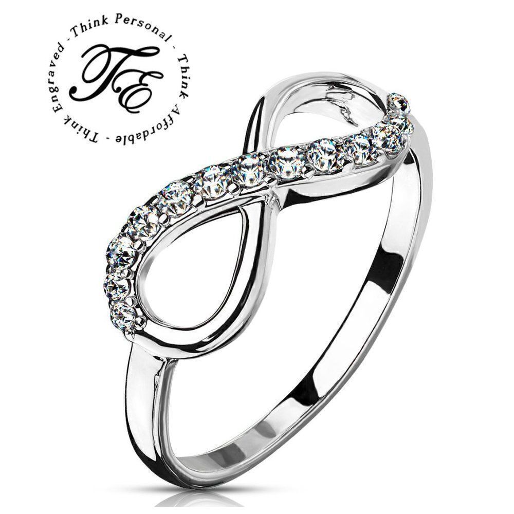 Women's Dainty Infinity Promise Ring - Paved Gem Infinity Engagement Ring